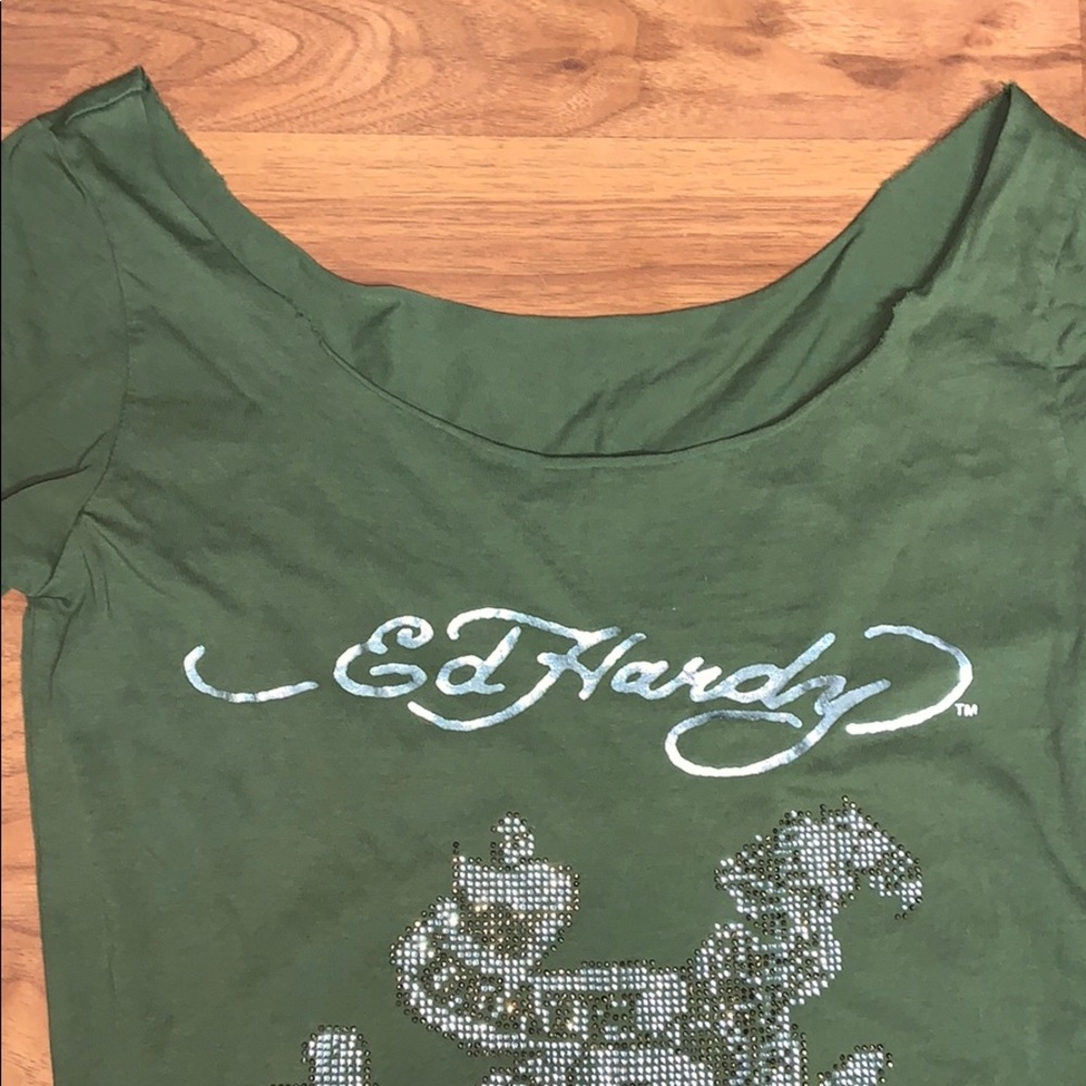 Ed Hardy by Christian Audigier Rhinestone Top - Picture 5 of 10